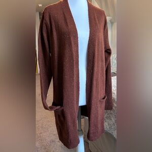 Love Ellie Brown Open Front Specked Cardigan Size Large